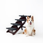 Wooden Dog Stairs Steps - Foldable 4 Levels Pet Stairs & Ramp Perfect For Beds And Cats