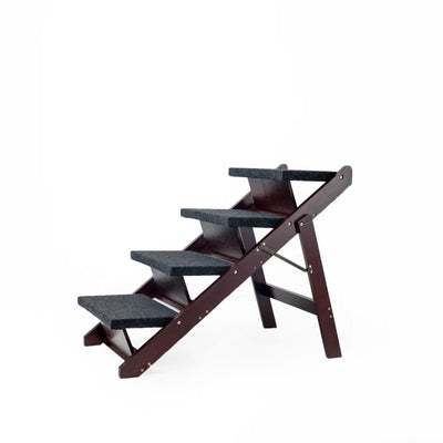 Wooden Dog Stairs Steps - Foldable 4 Levels Pet Stairs & Ramp Perfect For Beds And Cats