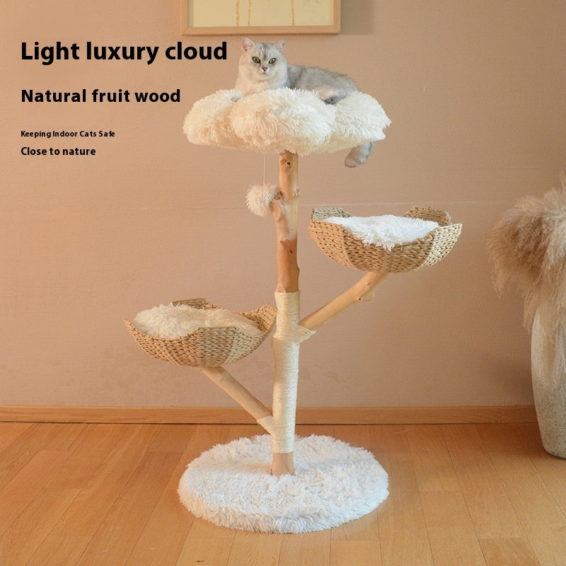 Solid Wood Rattan Cat Nest  Tree