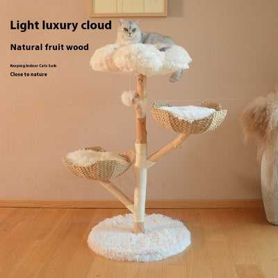 Solid Wood Rattan Cat Nest  Tree