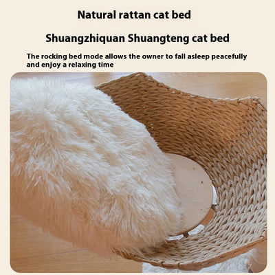 Solid Wood Rattan Cat Nest  Tree