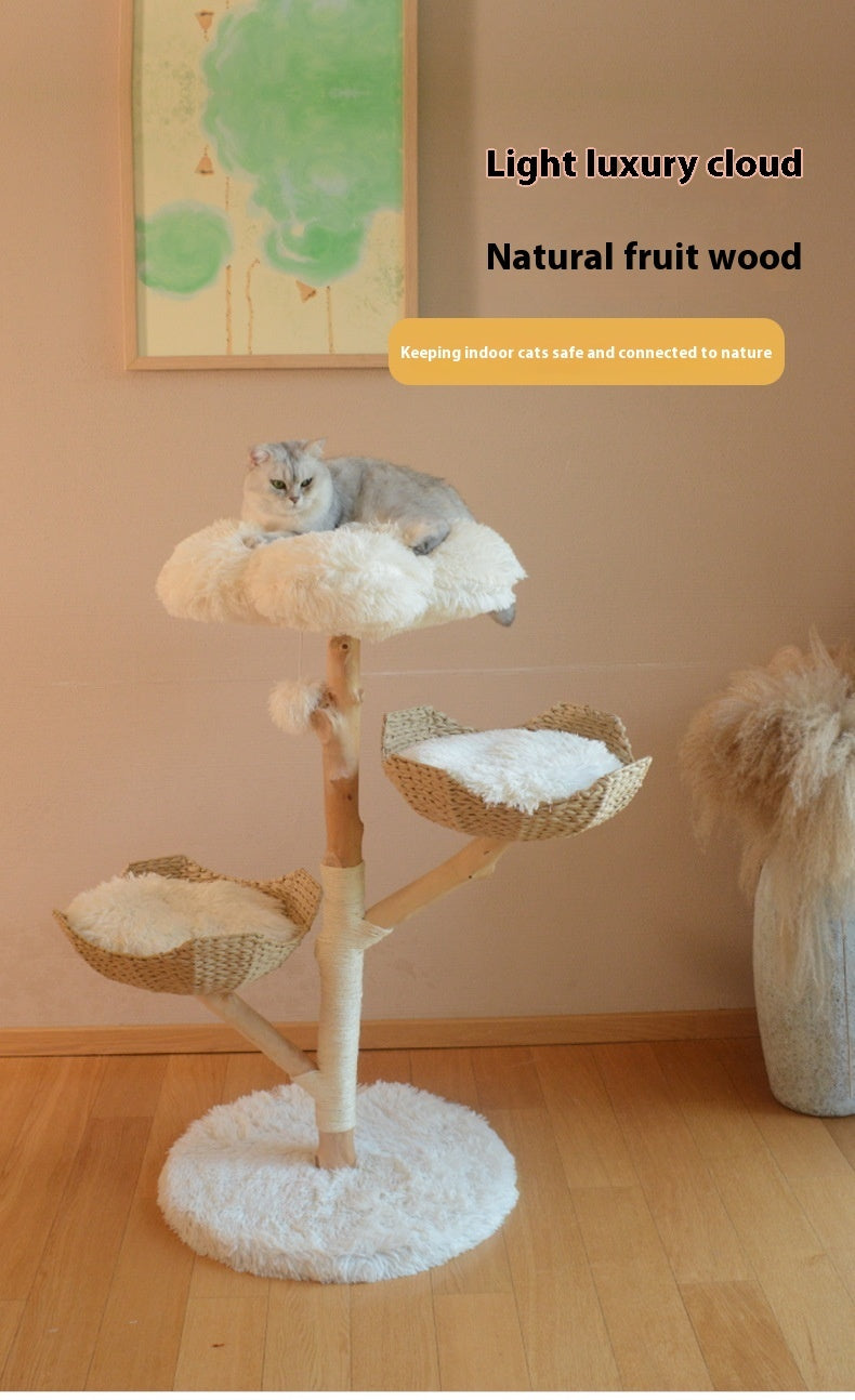 Solid Wood Rattan Cat Nest  Tree