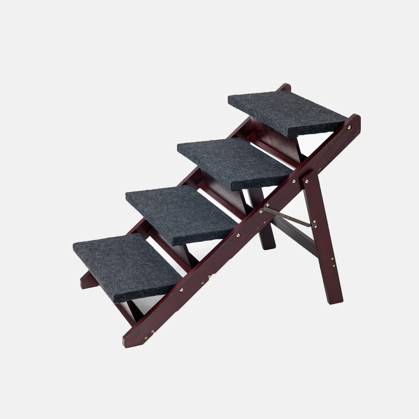 Wooden Dog Stairs Steps - Foldable 4 Levels Pet Stairs & Ramp Perfect For Beds And Cats