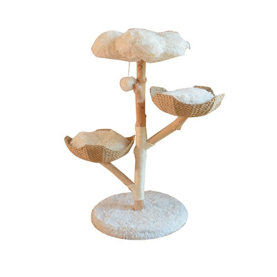 Solid Wood Rattan Cat Nest  Tree